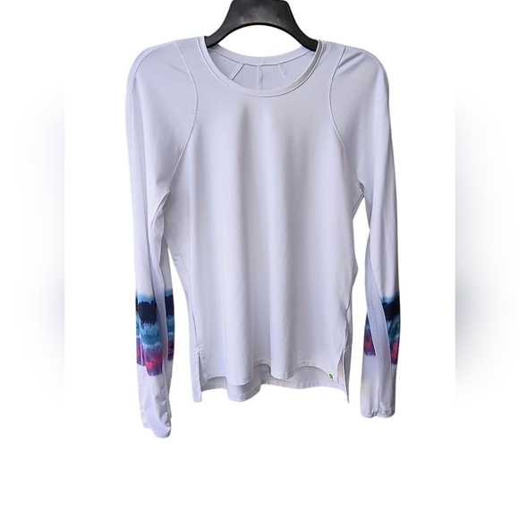 Lucky in Love White Long Mesh Sleeve SPF 50 Tennis Pickleball Dry Fit Top M - Picture 1 of 8